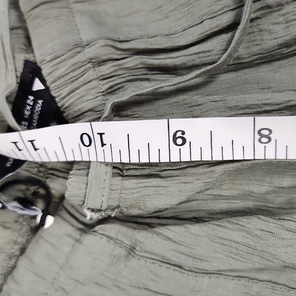 Zara Light Olive Green Flowy Wide Leg Pants Lightweight XS Viscose Blend - Picture 6 of 8